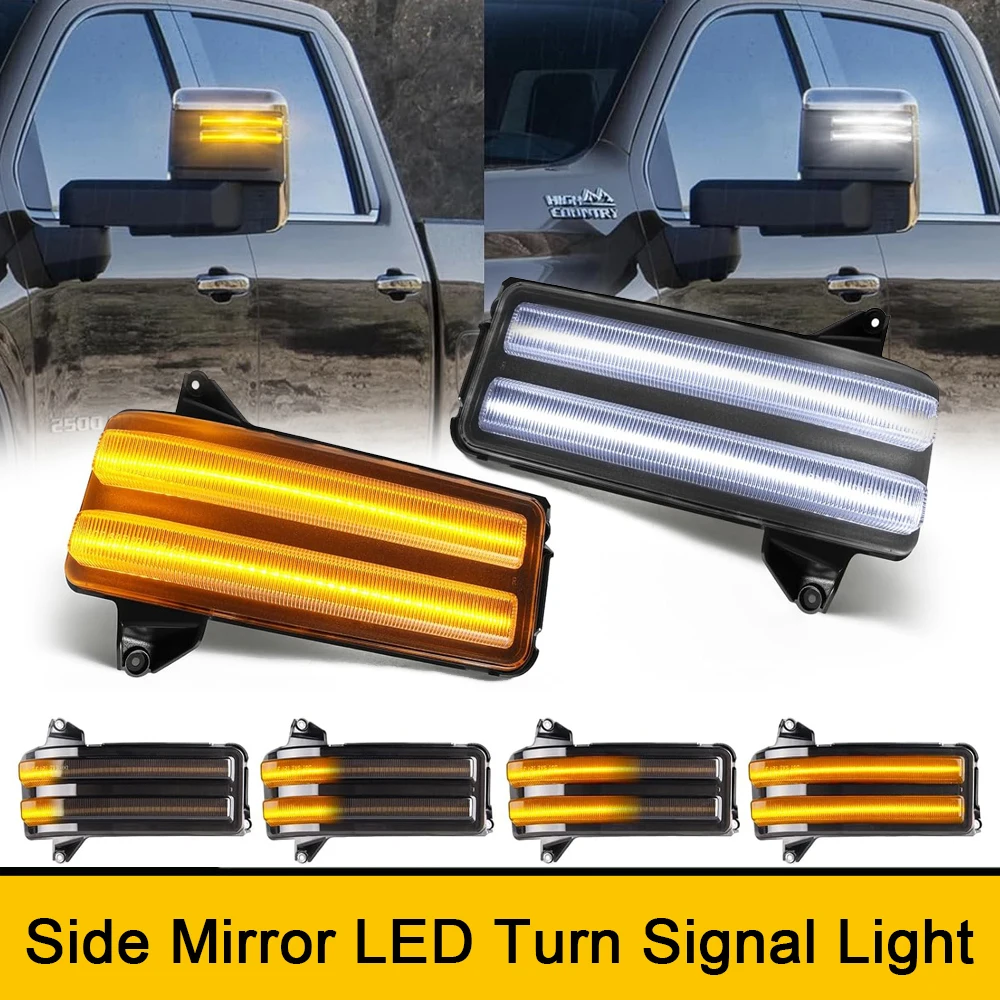 2x LED Rearview Mirror Turn Signal Lights No Error For Chevrolet Silverado GMC Sierra 2500 3500 2020-2023 Repeat Indicator Lamp