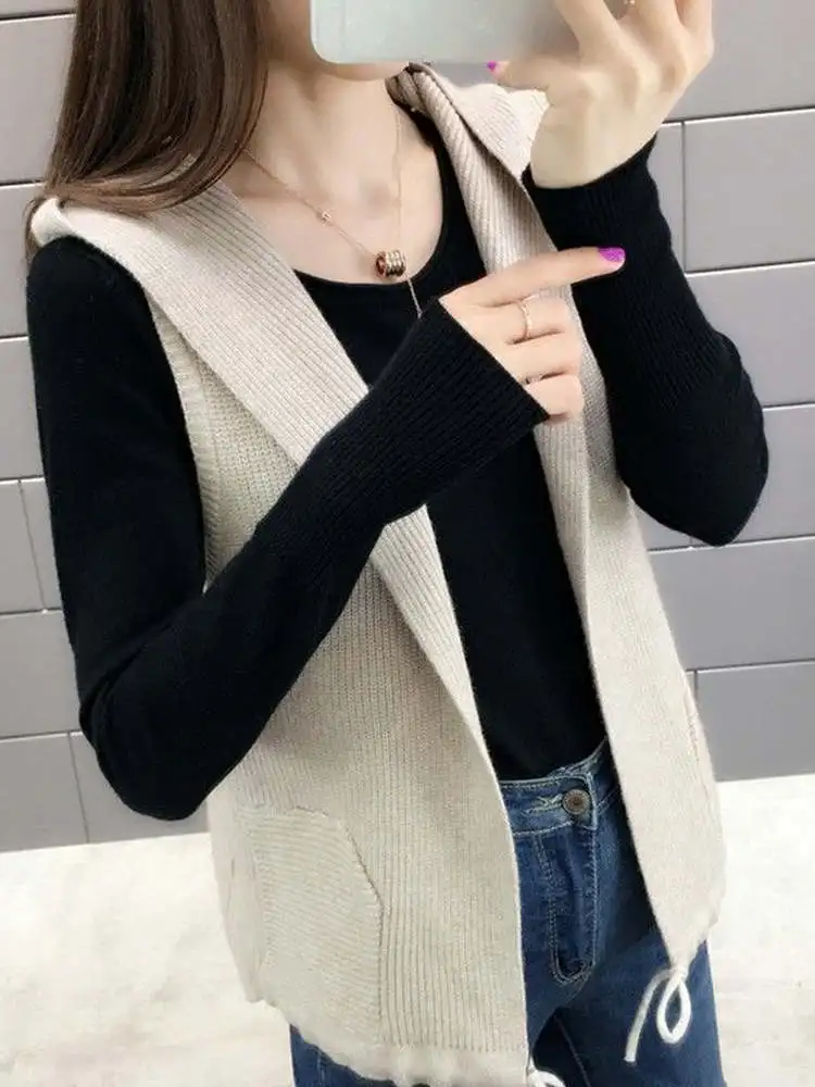 

Women's Knitted Sweater Vest Loose Fit Outerwear Hat Design Autumn Winter New Sle Casual Comfortable Breathable Color Blo