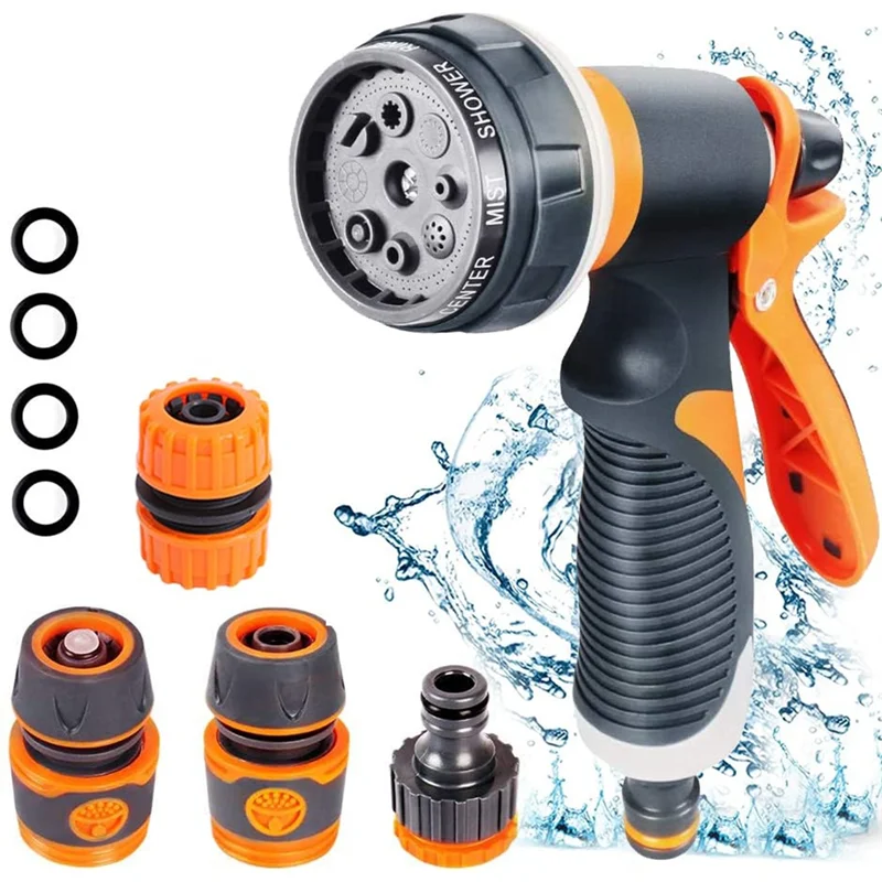 

A76X-дворный спринклер для полива, регулируемый пистолет для полива сада, 8 режимов распылителя высокого давления, насадка для орошения газона, уход за растениями