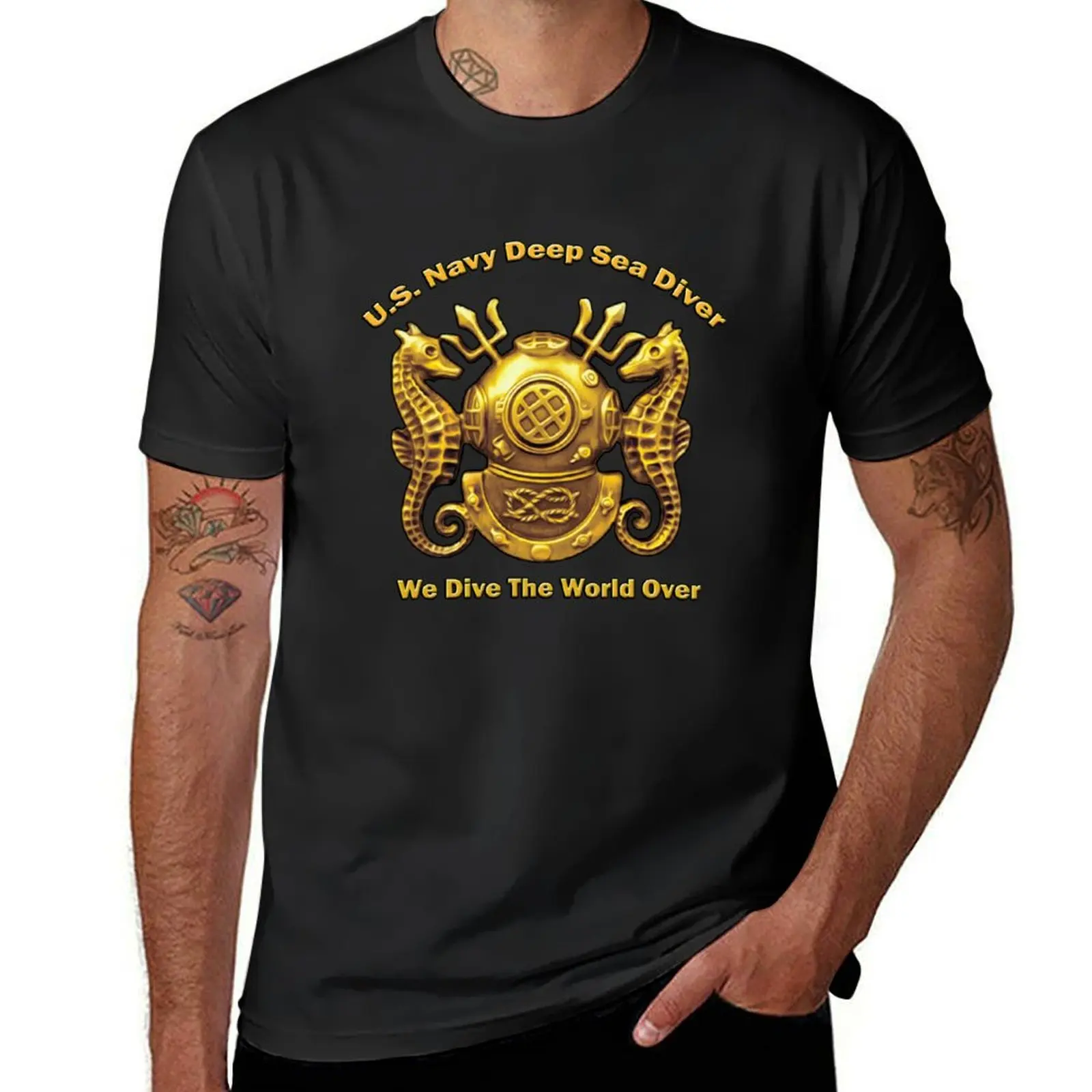 Deep Sea Diver We Dive the World Over T-Shirt blanks anime for a boy heavy weight t shirts for men