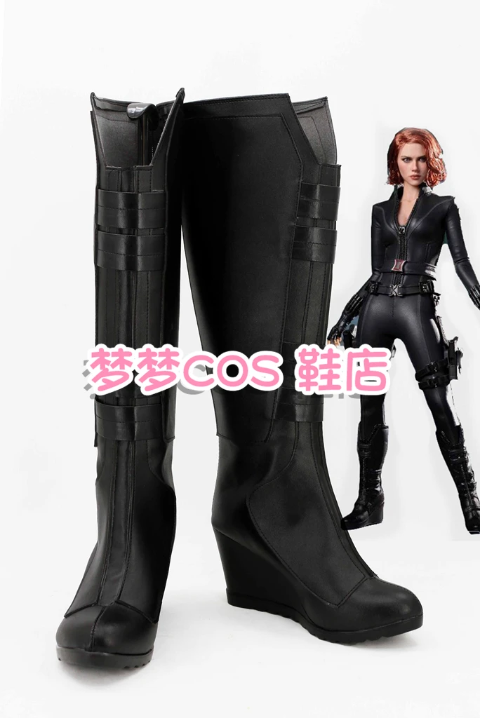 大人女性スーパーヒーローウィドウナターシャ・ロマノフブラックバトルコスプレ靴ブーツハロウィン仮装ブーツ