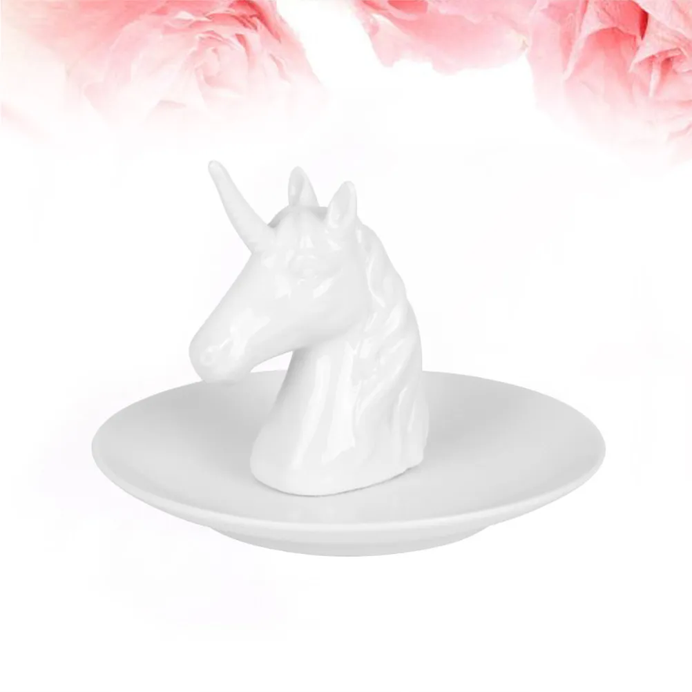 

Unicorn Jewelry Dish Ceramic Ring Holder Tray Functional Decorative Organizer for Jewelry Perfume Bottles Cosmetics Desktop Home