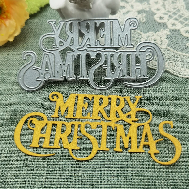 DIY Greeting Card Merry Christmas Cut Dies Papercutting Scrapbook  Embossing Manual Punch Stencil Handicraft Cutting Dies