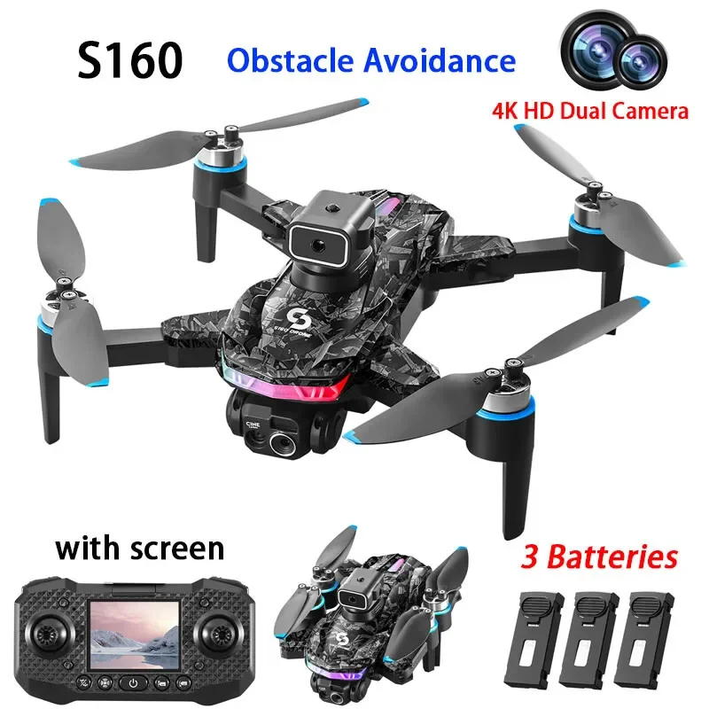YLRC S160 Drone WIFI FPV ESC 4K Dual Camera Obstacle Avoidance Quadcopter Remote Control with Screen