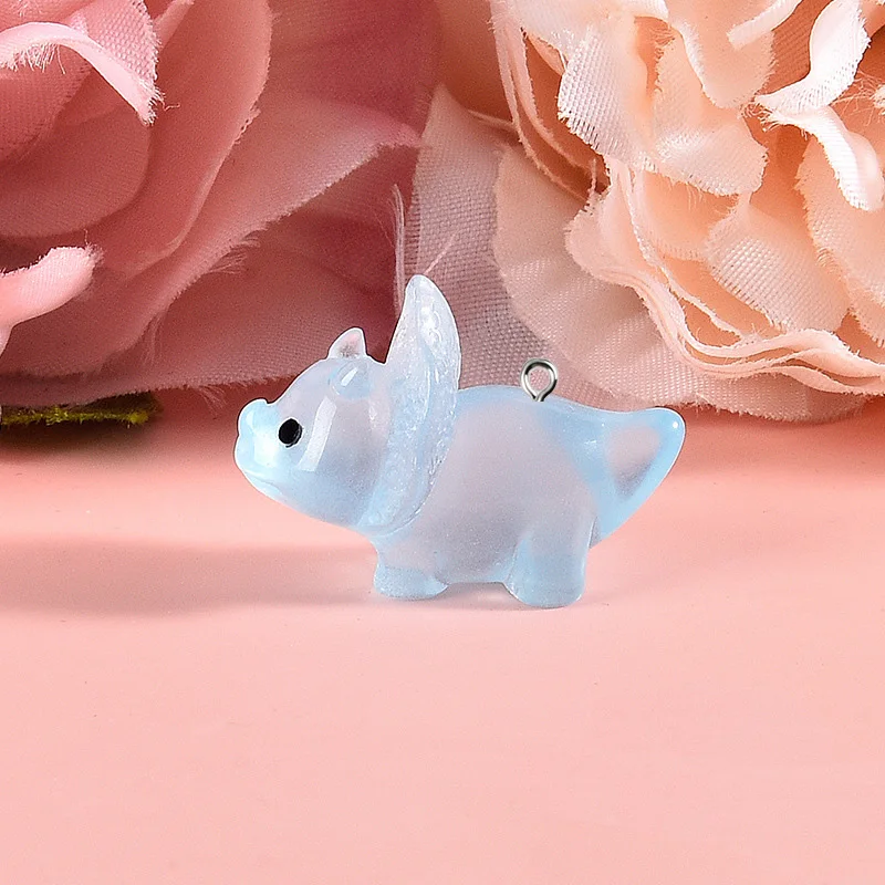 10pcs/lot Cute 3D Luminous Dinosaur animal Charms Resin Pendant For Jewelry Making Accessories DIY Earrings Necklace Keychain