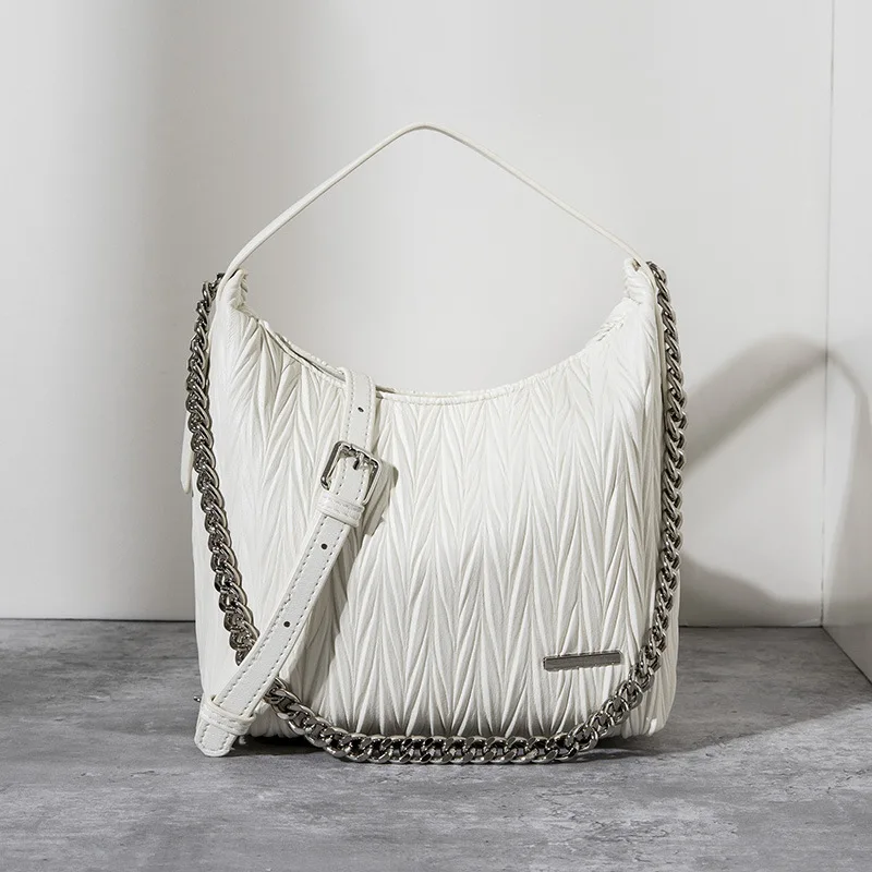 Pleated Women's High-Quality Exquisite Handbag 2024 New Fashion Bucket Bag Versatile Shoulder Crossbody Bag