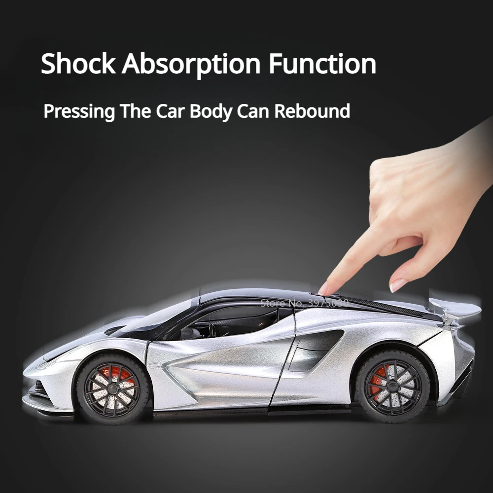 1/24 Scale Lotus Evija Sports Car Model Toy Alloy Diecast Simulation Electric Vehicles with Pull Back Sound Light Gifts for Boy