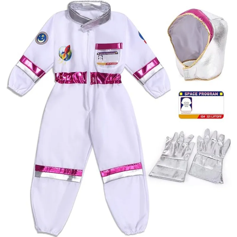 Traje espacial para niños, disfraz de astronauta rosa, guantes de fiesta, actuación de Halloween, Anime, 2024