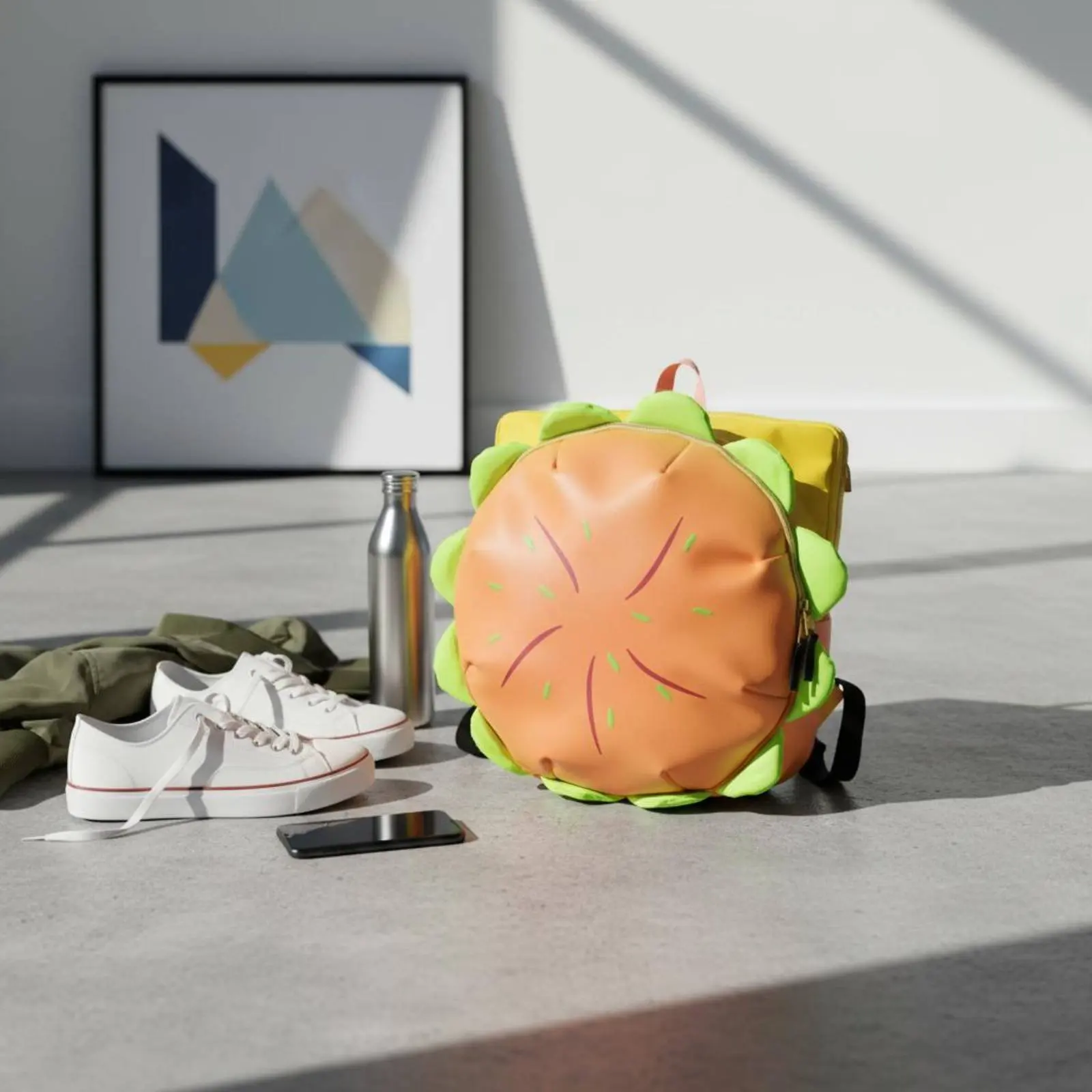 Hamburger Backpack Cute Cartoon Backpack Hamburger Purse 3D Design Fashion Accessory Funny Design for Parents and Kids, Shopping view 4