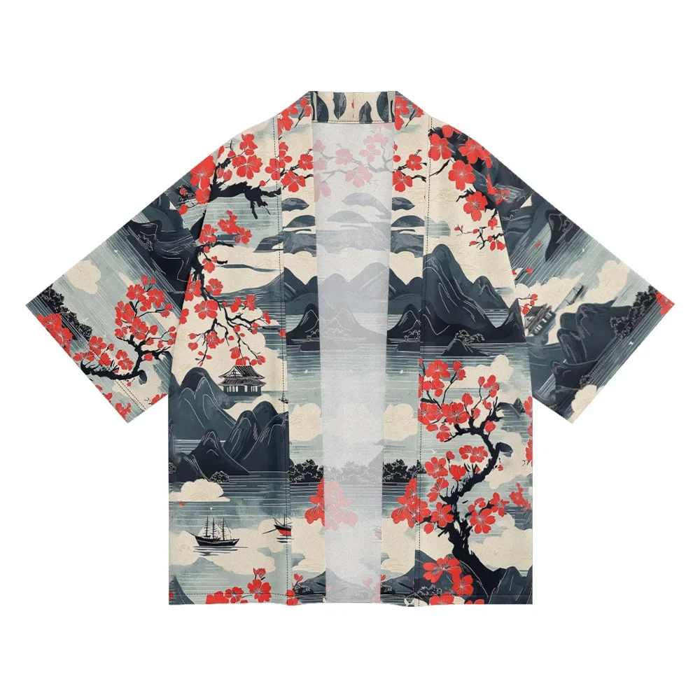 Oversized cardigan Yukata Robe tops Many styles of Japanese style painting print Kimono 2025 Summer women Men Haori