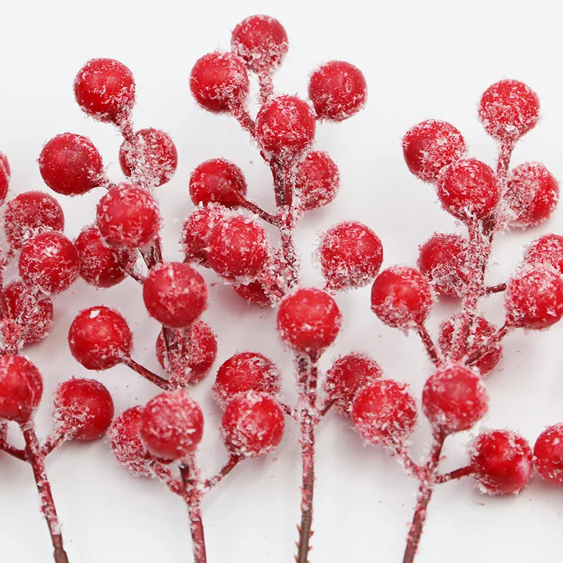 (10 pieces/pack) 22cm with Frost Berry Props Christmas Decorations Artificial Berry String DIY Decoration