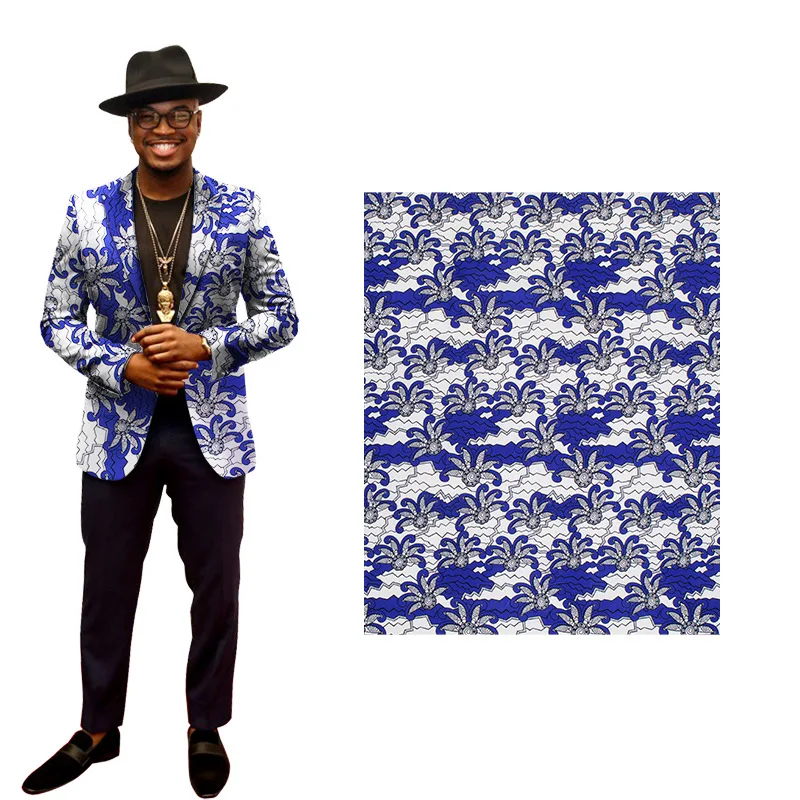 Tessuto batik blu e bianco stampato africano tessuto per abbigliamento Ankara ankara hollandais cera olandese di alta qualità