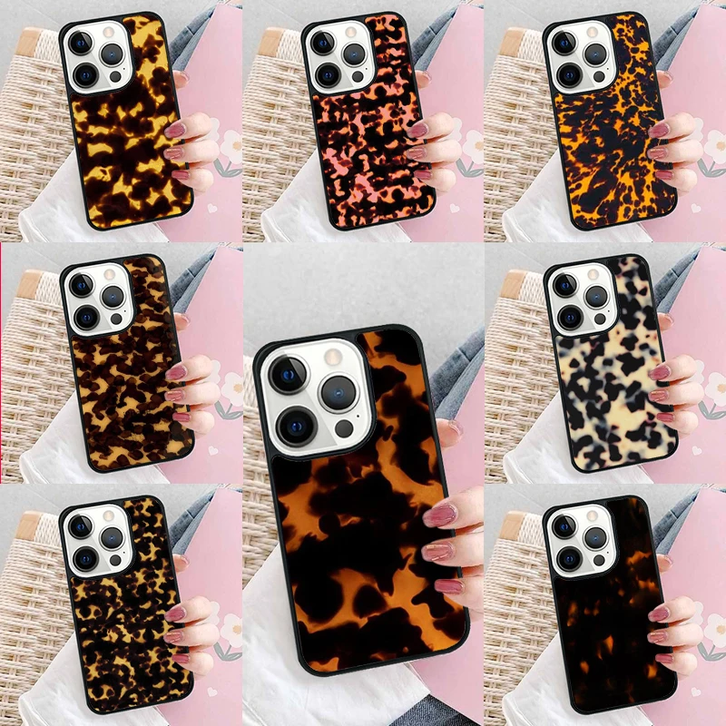 Tortoise Shell Marble Pattern Phone Case Cover for iPhone 16 Promax 15 Pro 13 14 Plus 11 12 Mini XR XS MAX Coque