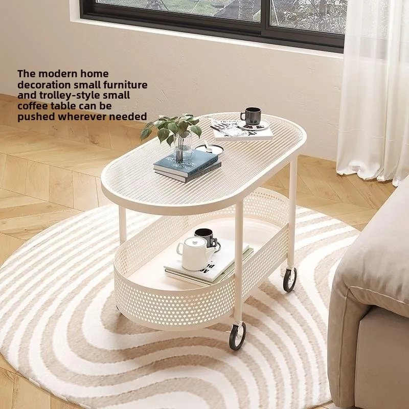 

Modern Nordic tempered glass small coffee table light luxury bedside side cabinet