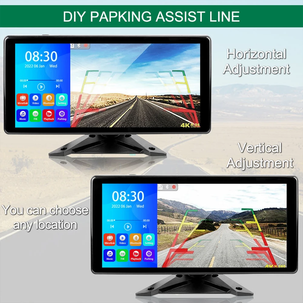 Vehicle 10.3 Inch 4CH AHD DVR IPS Four-way Monitoring All-in-one Recorder Bluetooth Mobile Phone Interconnection Fm Transmission