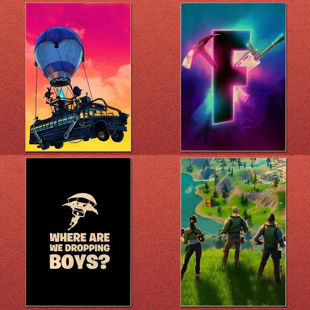 ملصق رائع من Game F-Fortnites-Wallpaper مقاوم للماء عالي الدقة على الحائط لغرفة النوم المنزلية والديكور الجمالي #2