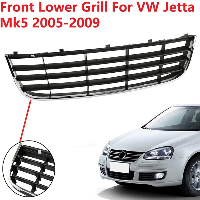 

Chrome ABS Front Lower Bumper Center Mesh Grill Grille Vent For Jetta MK5 2005-2009 1K0853677C