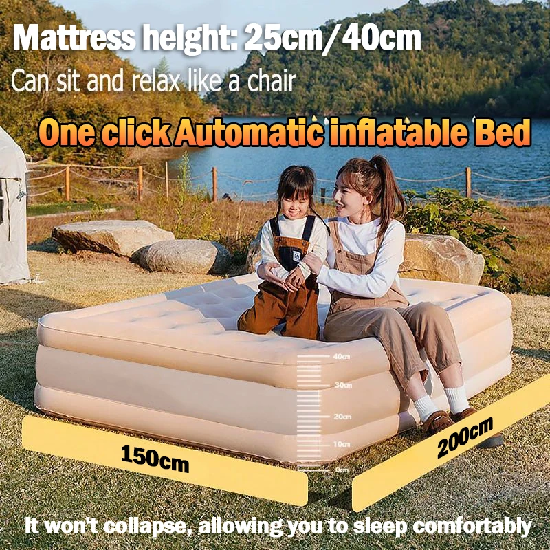 2025 Interior Air Mattress Glamping Mats PVC Inflatable Sleeping Built-in Pump  Mattress 1/3 Person Camping Bed Mat Thicken Mat