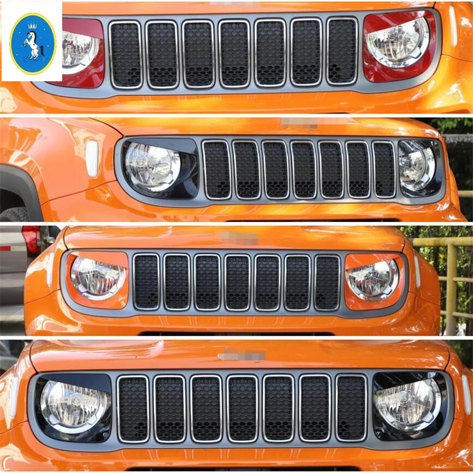 

Car Exterior Accessories Front Head Lights Headlight Lamp Frame Cover Trim For Jeep Renegade 2019 2020 Carbon Fiber Decoration