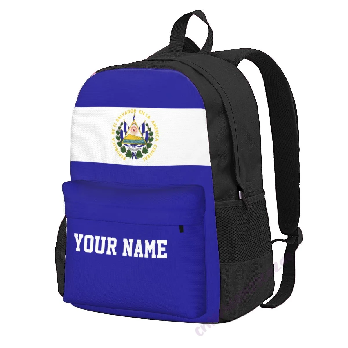 

Custom Name El Salvador Flag Polyester Backpack For Men Women Travel Bag Casual Students Hiking Travel Camping