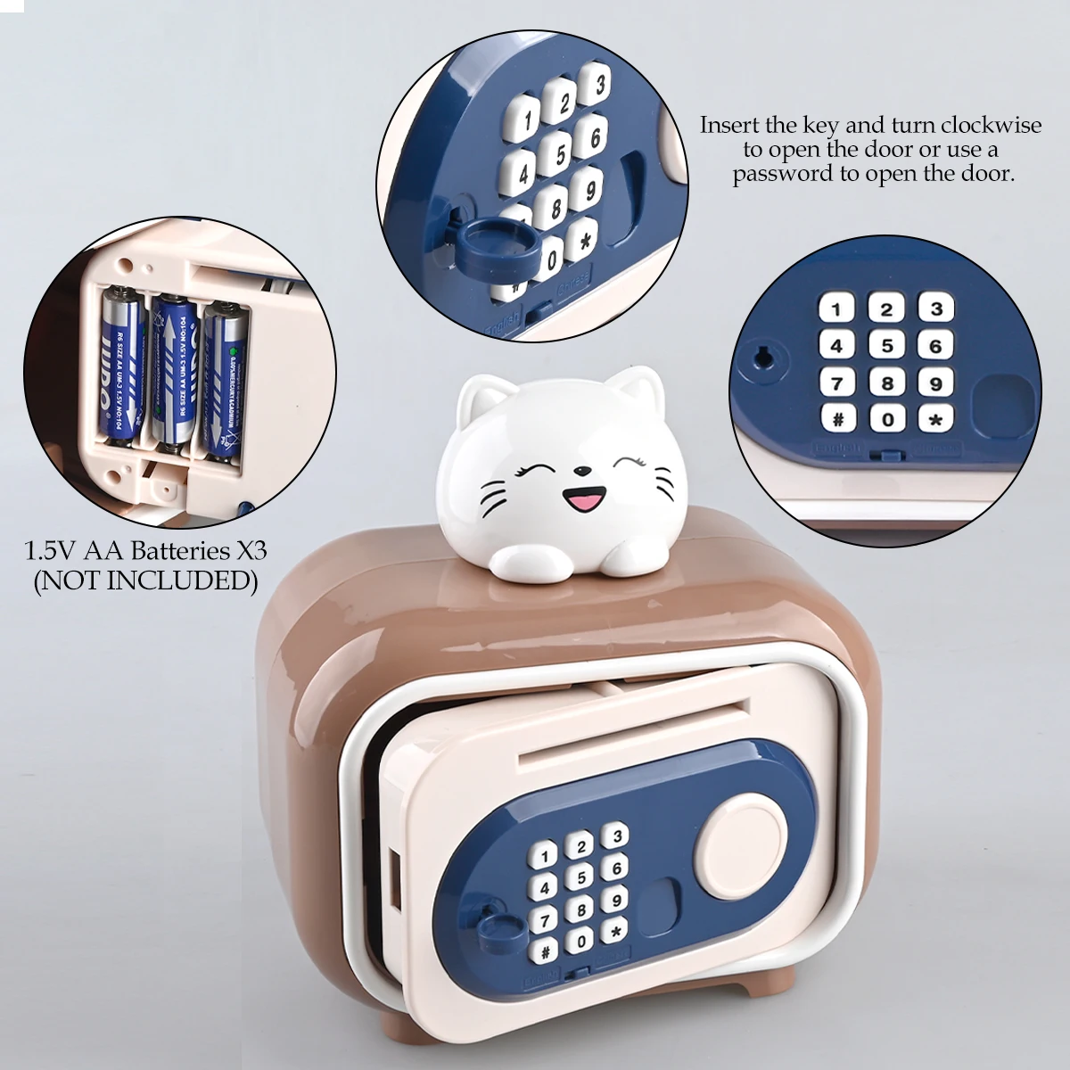 Electronic Piggy Bank Toys, Safe Money Saving Box Coin Banks Password Code Lock ATM Bank Gifts for Kids not Include Battery