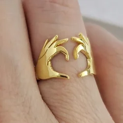 2026 New European and American Adjustable Heart Ring Couple Gift Boys Popular Simple Finger Accessories Wholesale