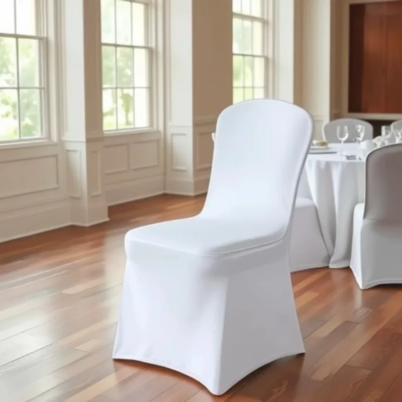 

Эластичный чехол из спандекса для отеля, ресторана, банкета, столовой, белые чехлы на стулья, стандартный чехол на стул, свадебная оптовая продажа