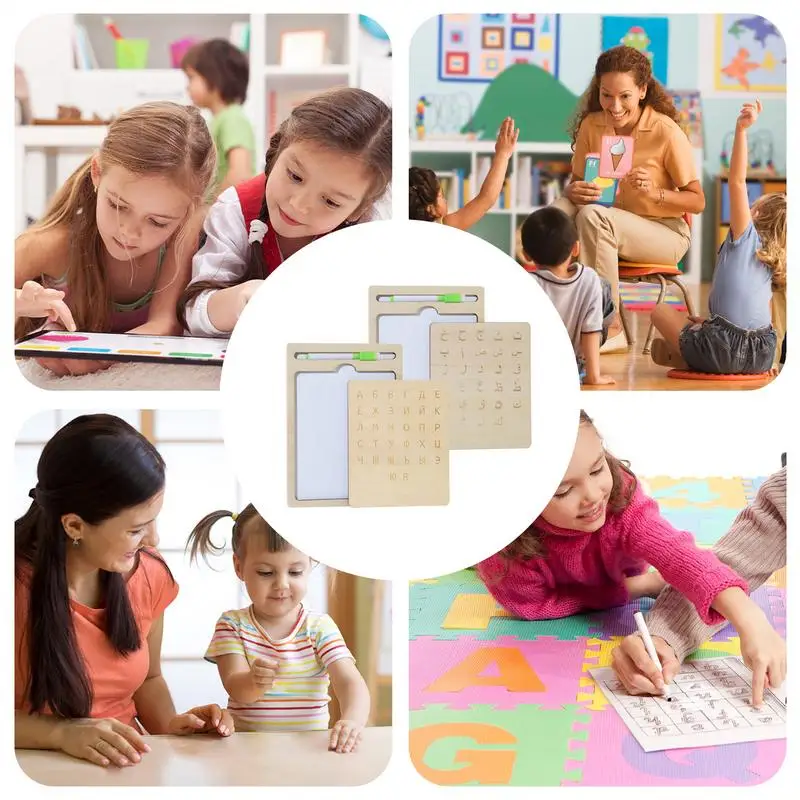 Houten schrijftablet Houten letter Schrijven Leerbord Leuk interactief leermiddel Jongens Meisjes Tekenspeelgoed voor kinderdag