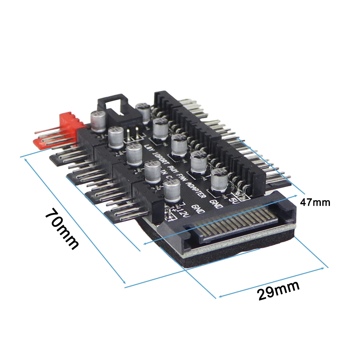 PWM Fan Hub 1 to 10 Sata Molex Cooler Cooling 4Pin Fan Splitter Cable 12V Fan Speed Controller Adapter with LED For Miner Mining