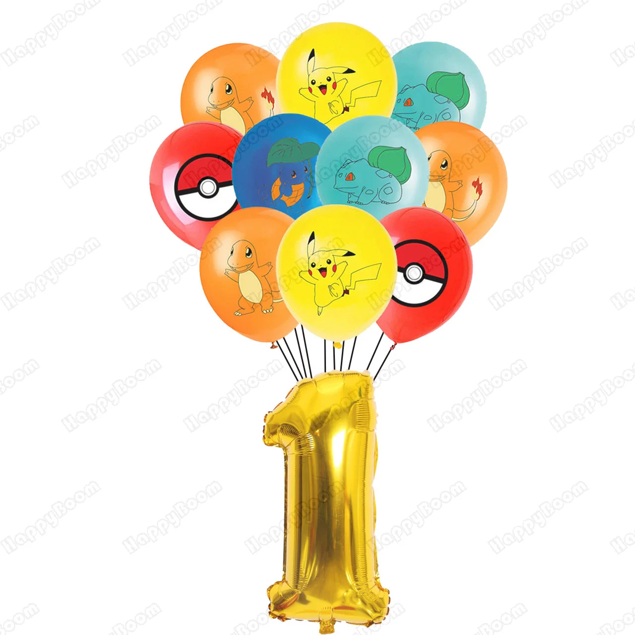 11PCS Pokemon Number Latex Foil Balloons Birthday Party Decorations Baby Shower Toy Pokemon Theme Cartoon Party Decoration