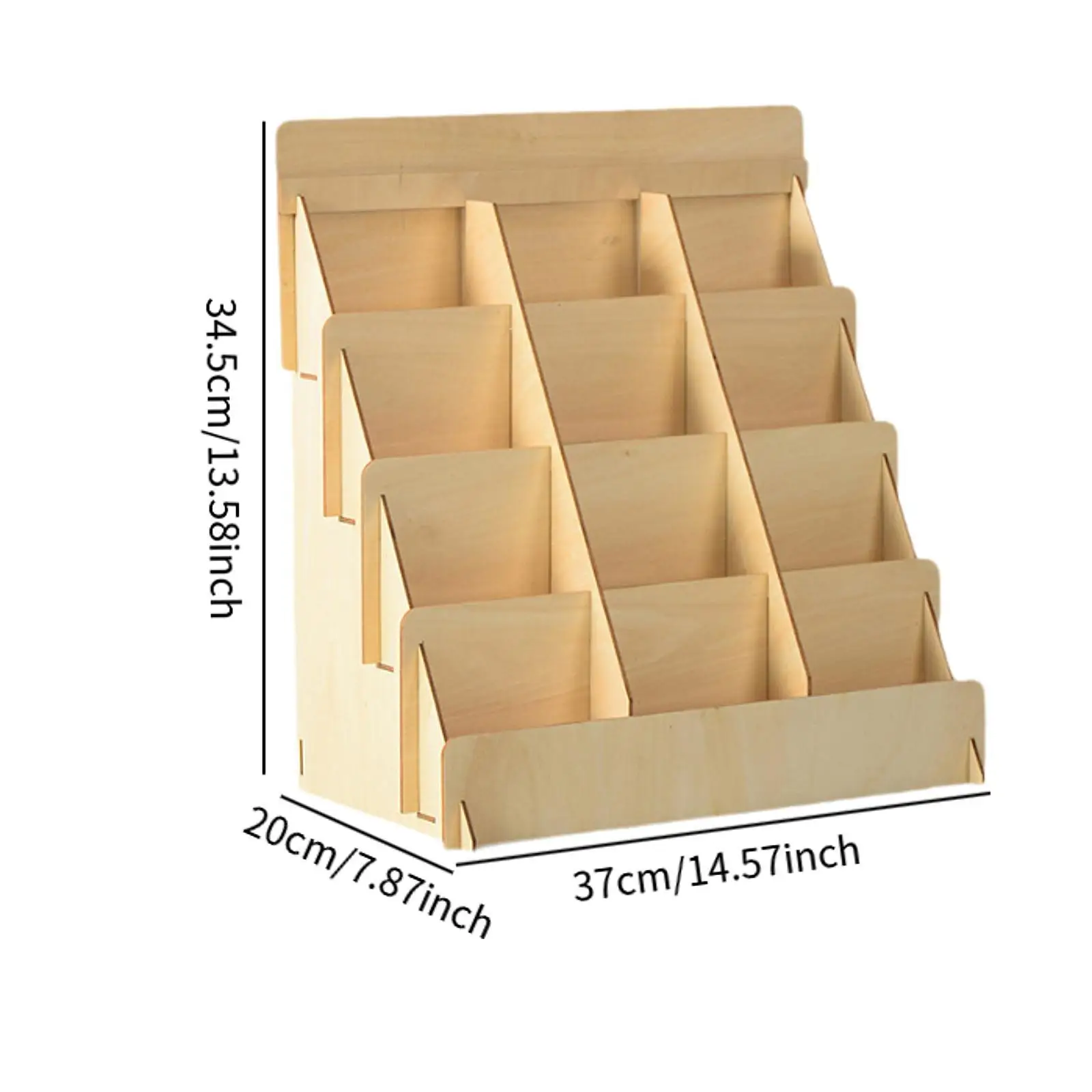 Four Tier Wooden Greeting Card Stand Large Display Shelf Organizer for Stickers Home Office Retail