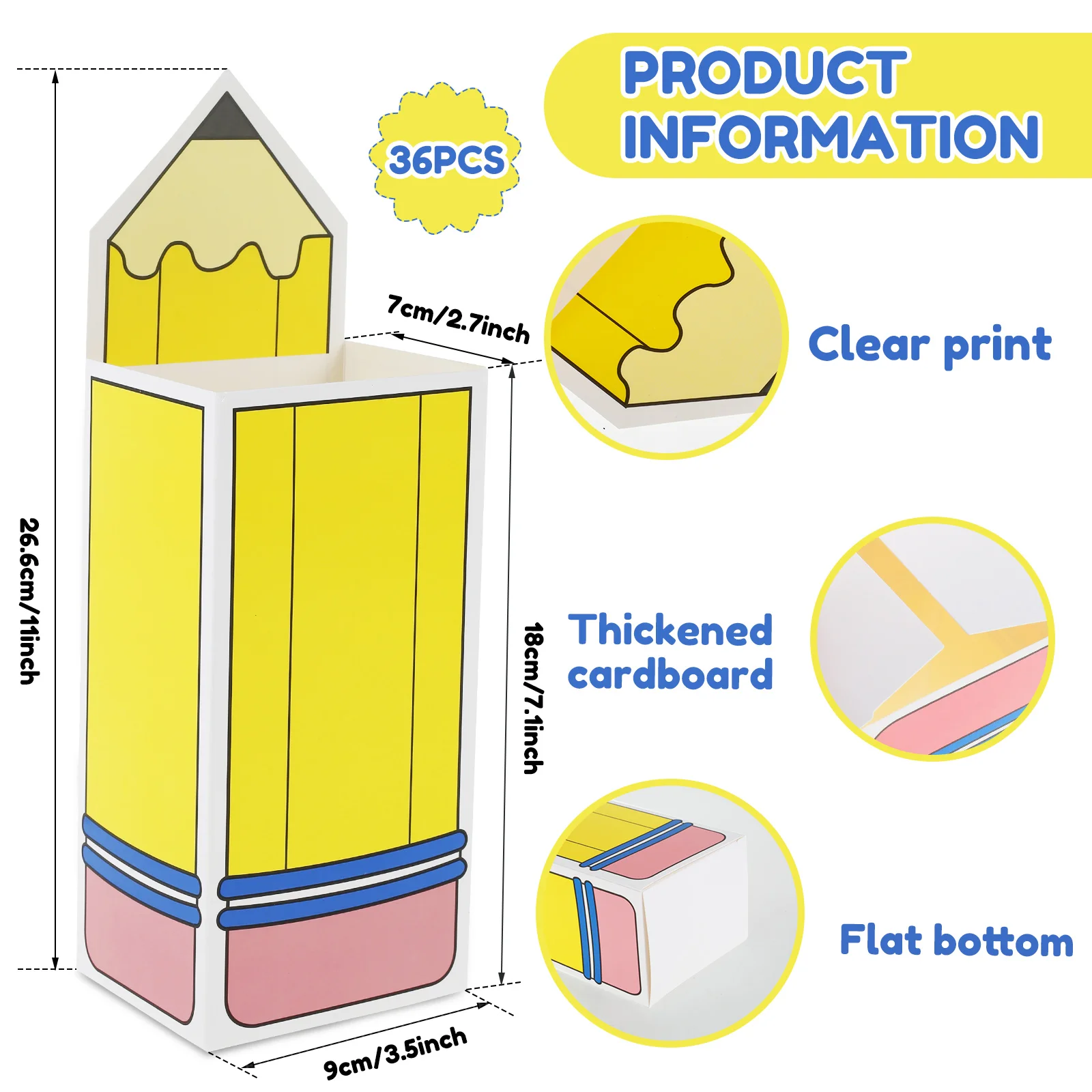 Pencil Shape Candy Boxes Cute Safe Pencil Candy Boxes Easy to Use Pop Corns Treat Box Holder Versatile Pretty Pencil Candy Boxes