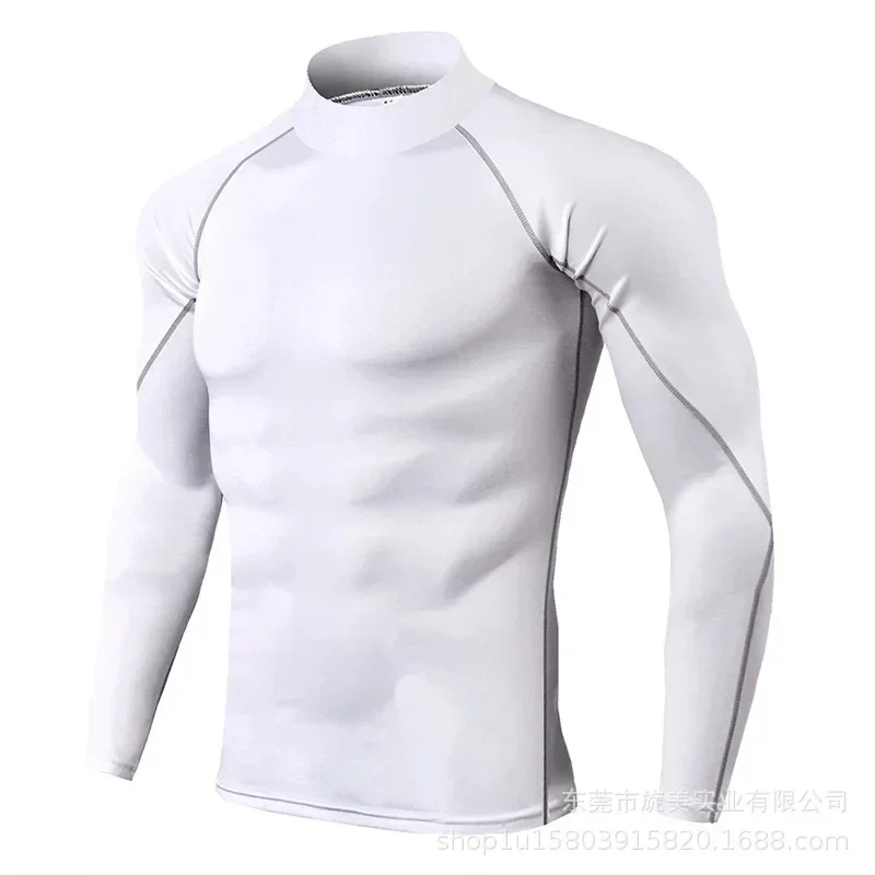 Men High Collar Thermal Underwear Elastic Thermal Shirt Man Compression Undershirts Long Johns Man Sport First Layer Sleepwear