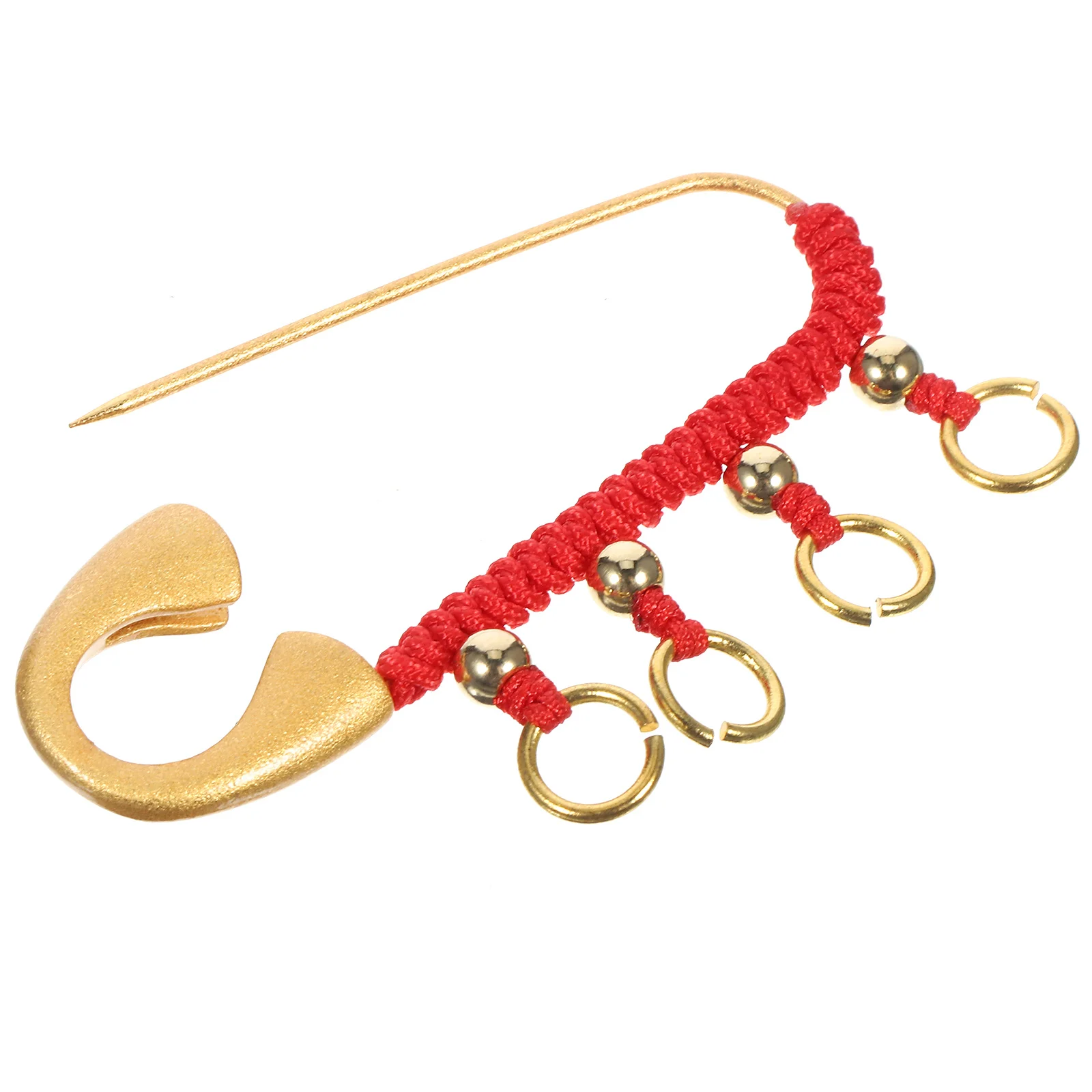 بروش دبوس أمان نحاسي على الطراز الصيني لديكور الملابس، هدية تقليدية مع غلاف حبل أحمر، متين #3