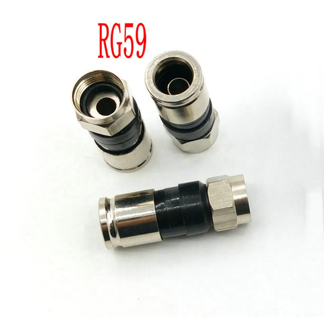 50PCS F-Type Male Plug Compression Connectors For RG6 Coax Coaxial TV Cable