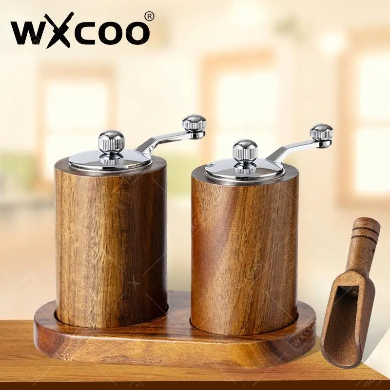 

WXCOO Hand-cranked Pepper Mill Solid Wood Spices Grinder Wooden Pepper Sea Salt Grinder for Kitchen Household Multi-purpose Tool