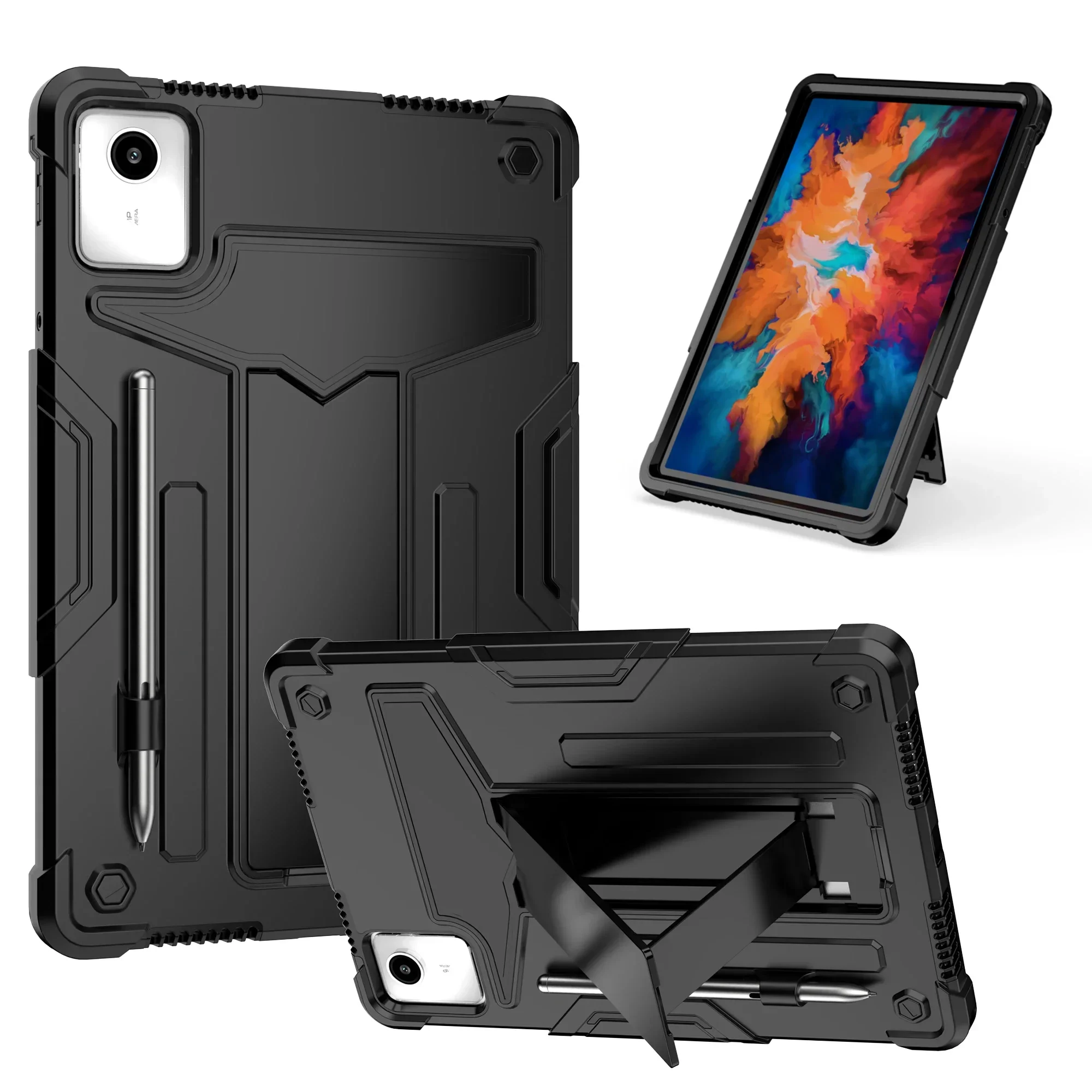 Armor Tablet Case for Lenovo Tab M11 TB331FC TB330FU Xiaoxin Pad 2024 Shockproof Soft Silicone Stand Cover with Pen Slot