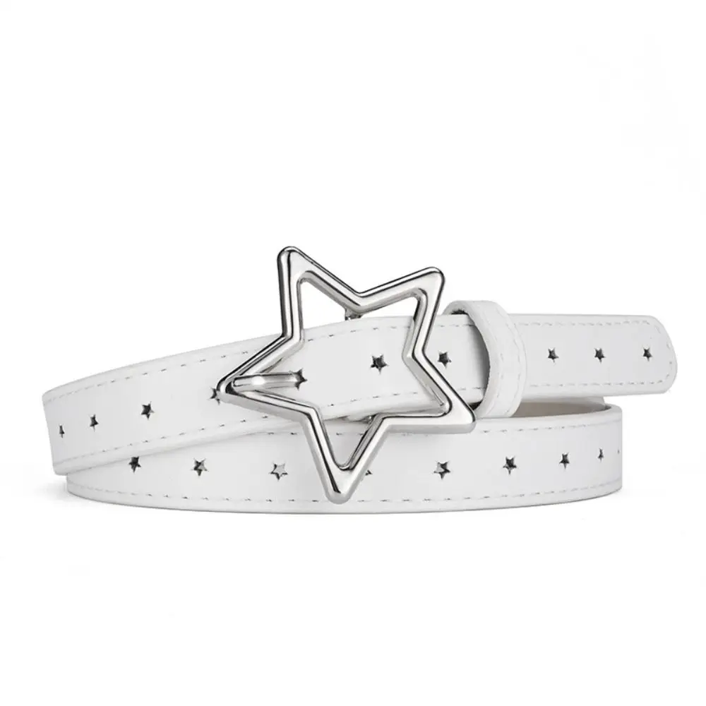 PU Leather Five-point Star Waistband Elegant Heart Metal Buckle Star Belt Thin Waistbands Women Waist Belt Pants Decor