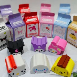 Sanrio Rubber Eraser Set Anime Hello Kitty Melody Kuromi Cinnamoroll Students Stationery Erasers Kids School Supplies Gifts