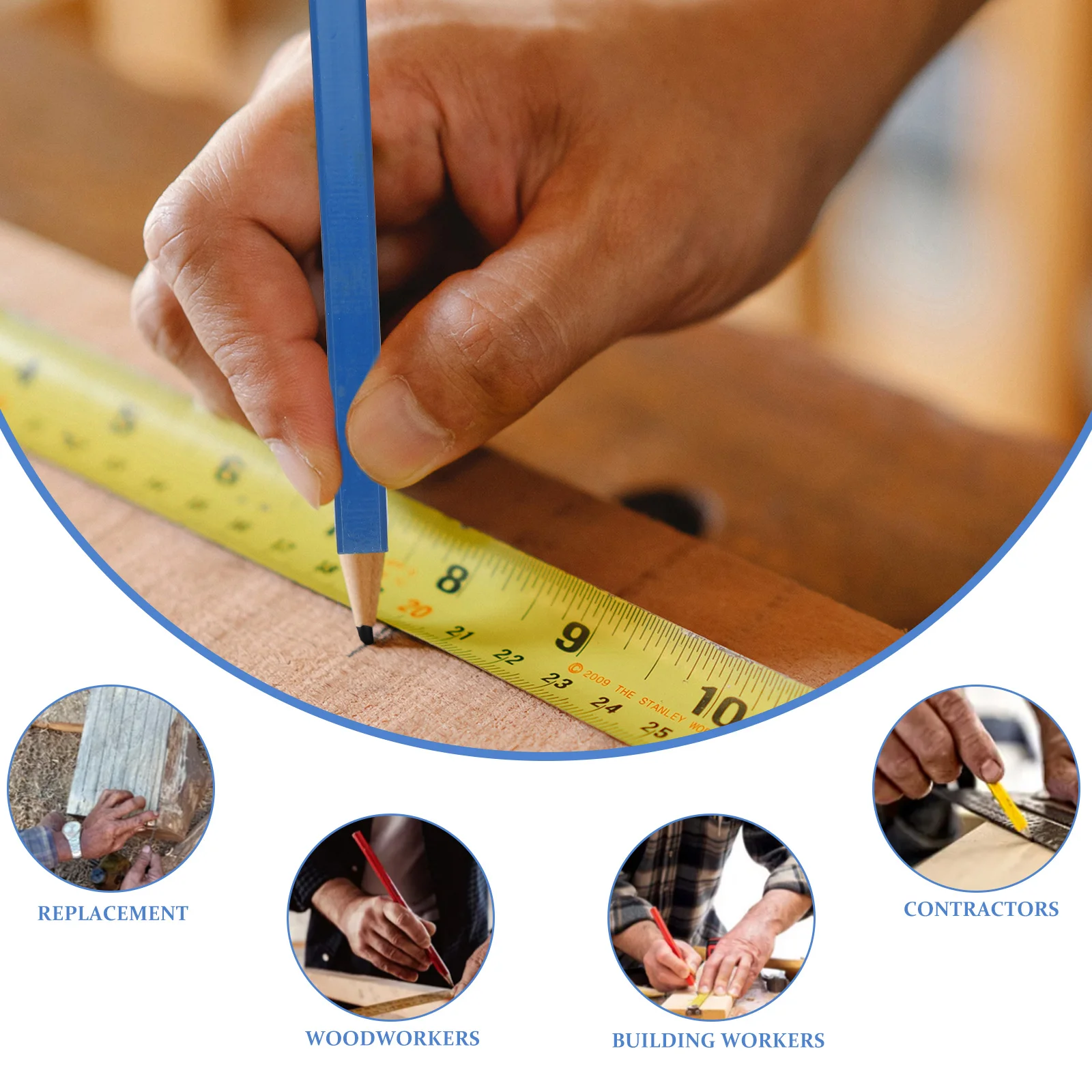 

1 set 1 Set Mechanical Carpenter Pencil Woodworking Supply Adjustable Marking Tool Deep Hole Solid Pencils Retractable Holder