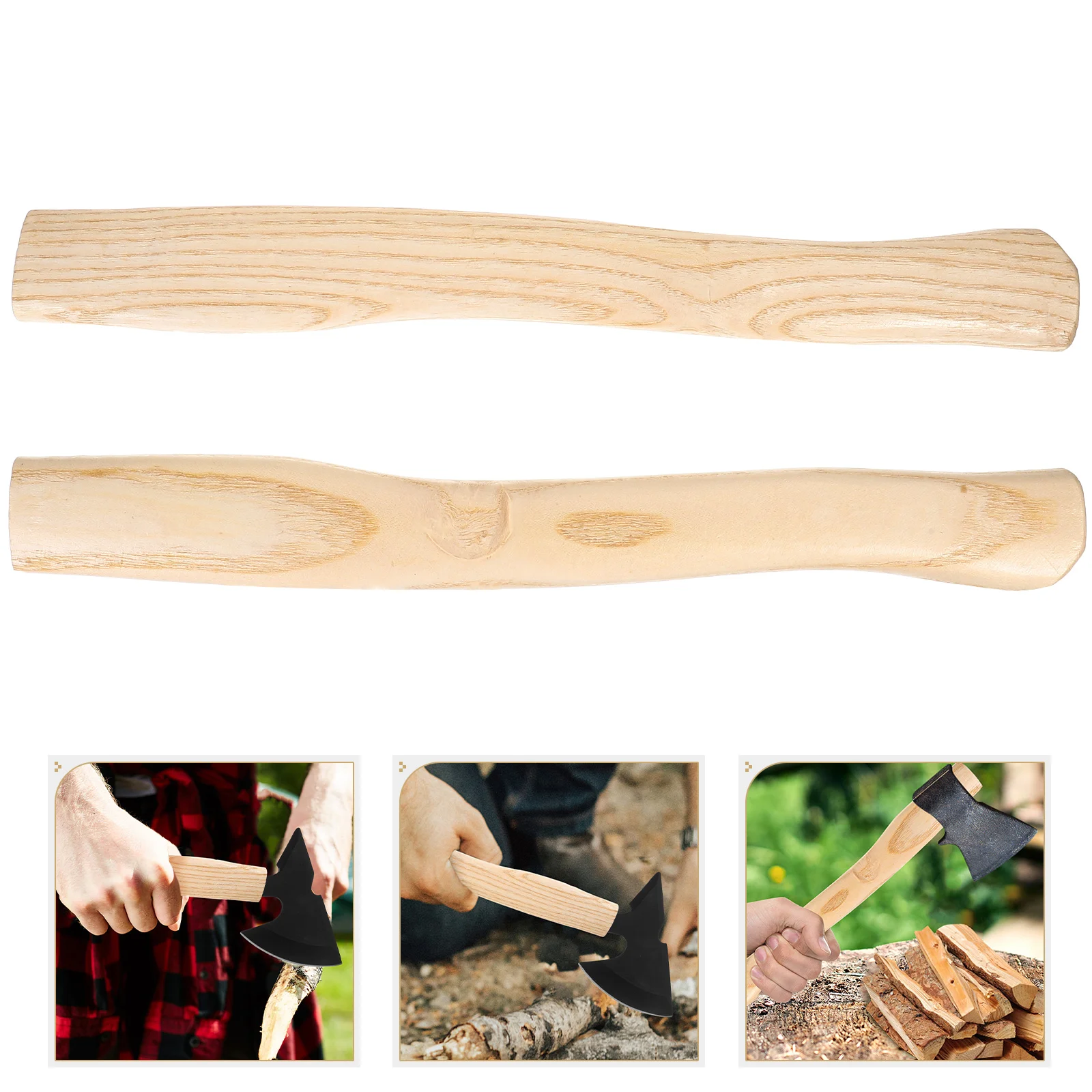 2 uds hacha mango de madera hacha de doble punta cortacésped piedra de afilar herramientas de Camping reemplazo de hacha para
