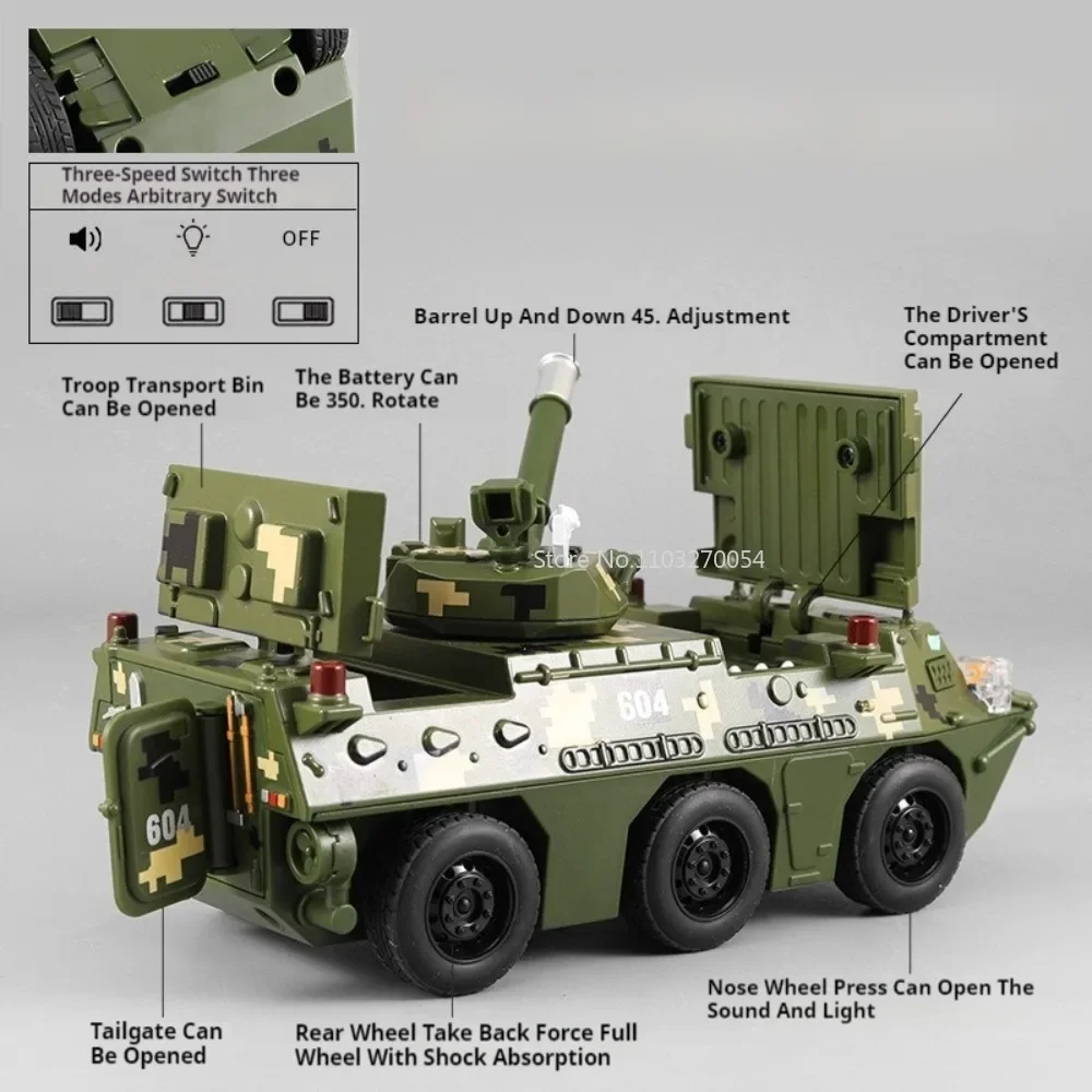 Zsl92タンクカーモデルおもちゃ男の子用1:35、ダイキャストアロイ、歩兵軍用車両、ドアが開いている、音が軽い、引き戻す、ミニチュア車、ギフト