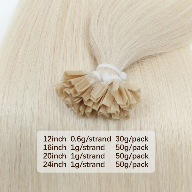 Extensões de cabelo Remy, White Blonde #1001 K Tip, cabelo humano real, V Tip Queratina Cabelo, Moda Hot, Machione, 12-24\