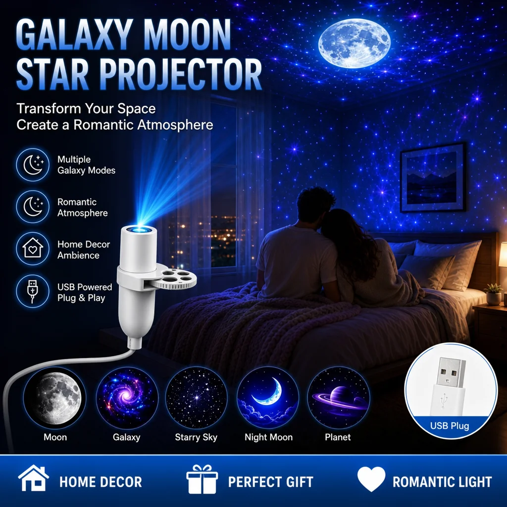 Mini USB Galaxy Star Projector Night Light 5/10/15 Patterns Clear Image With Film Starry Sky Ambient Light For Bedroom Car Decor