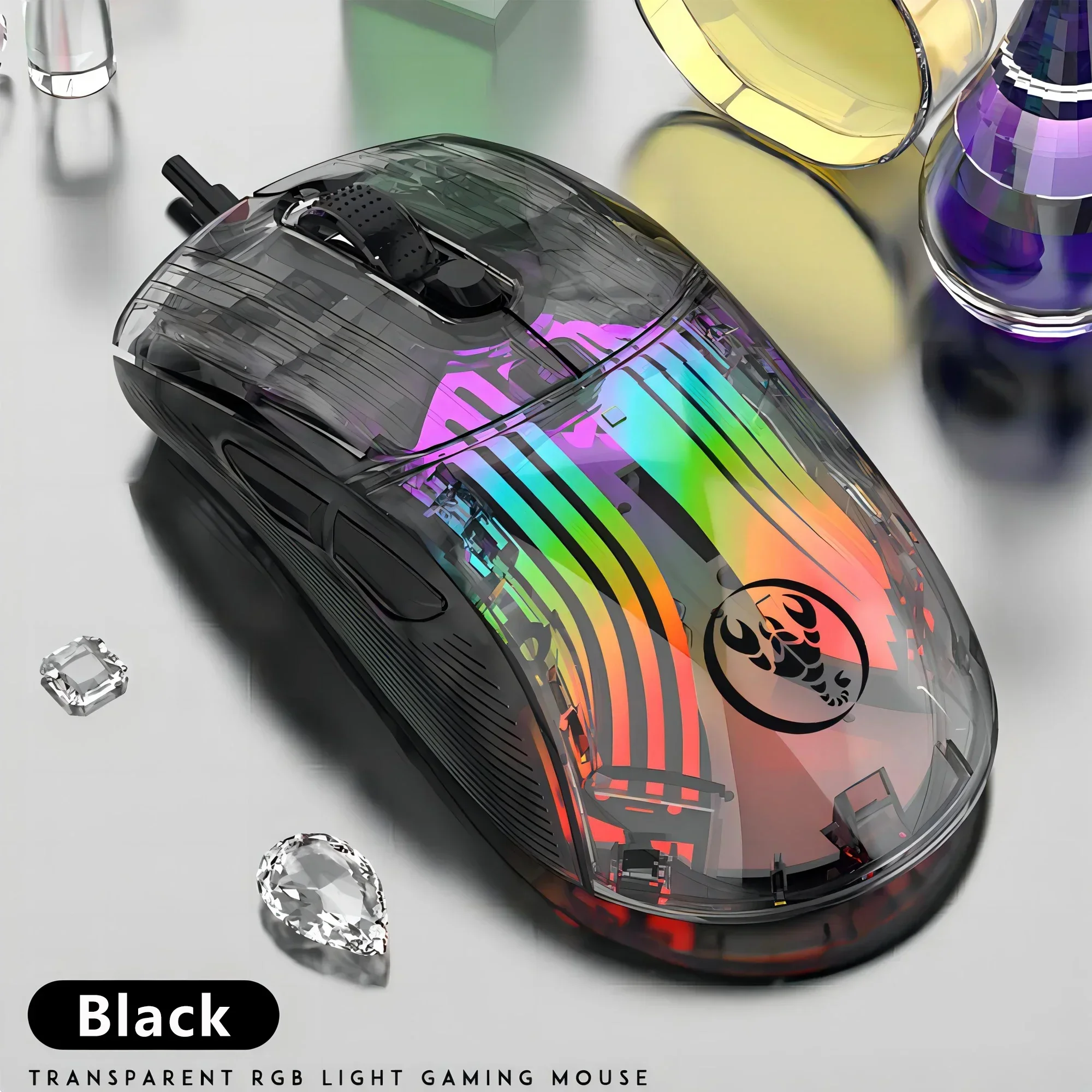 ZLRLMHY X400 Wired Office Gaming Transparent Mouse for Laptop No Reviews Yet Full Crystal 1000Hz Rgb Macro 7 Button Programmable