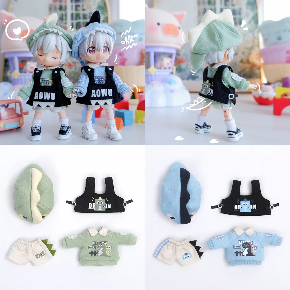 Obitsu 11 Doll Dinosaur Suit Clothes Doll Clothes Fashion With Hat Vest Accessories For Ob11,Ymy,Ddf,Gsc,Body9 1/12 Bjd Dolls