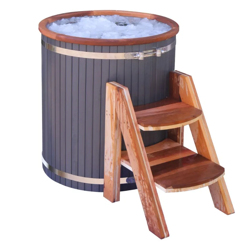 

Cold Water Therapy Wooden Cold Plunge Recovery Barrel with Steel Liner Smart Ice Bath Tub Cooling System