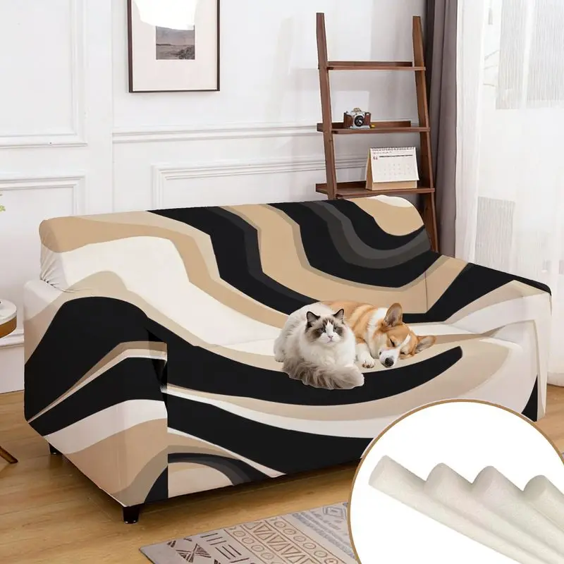 

Эластичный чехол для дивана, современный абстрактный волнистый узор в стиле барокко, интегрированный чехол для дивана