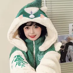 Klee Kazuha Xiao Cosplay Casual Hoodie Zip Up Jacket Anime Harajuku Sweatshirt Warm Fleece Coat Doujin Cosplay Costume