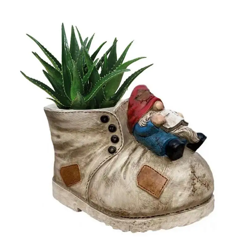 Cowboy Boot Flower Pot Flower Cowboy Pot Vintage Boots Planting Container With Draining Hole Resin Gnomes Garden Decor